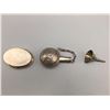 Image 6 : Sterling Silver Flask, Funnel, and Pill Box