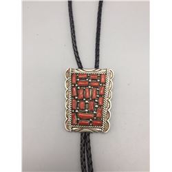 Vintage Coral And Sterling Bolo