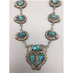 1960s Turquoise, Sterling Silver Necklace