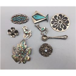 Group of Vintage Sterling Silver Pins