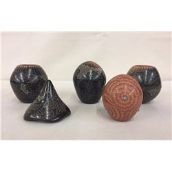 Group of 5 Fine Santa Clara Pots