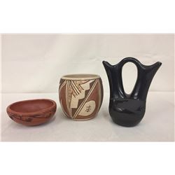 3 Hopi and 1 Santa Clara, Vintage Pots