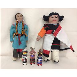 2 Dolls and 3 Route 66 Kachinas