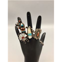 5 Vintage Zuni and Navajo Rings