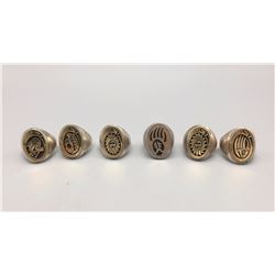 6 Sterling Silver and Gold Overlay Rings