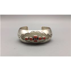 Coral and Sterling Bracelet