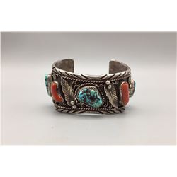 Vintage Turquoise and Coral Bracelet