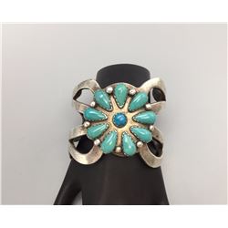 Heavy, Sandcast Turquoise Bracelet