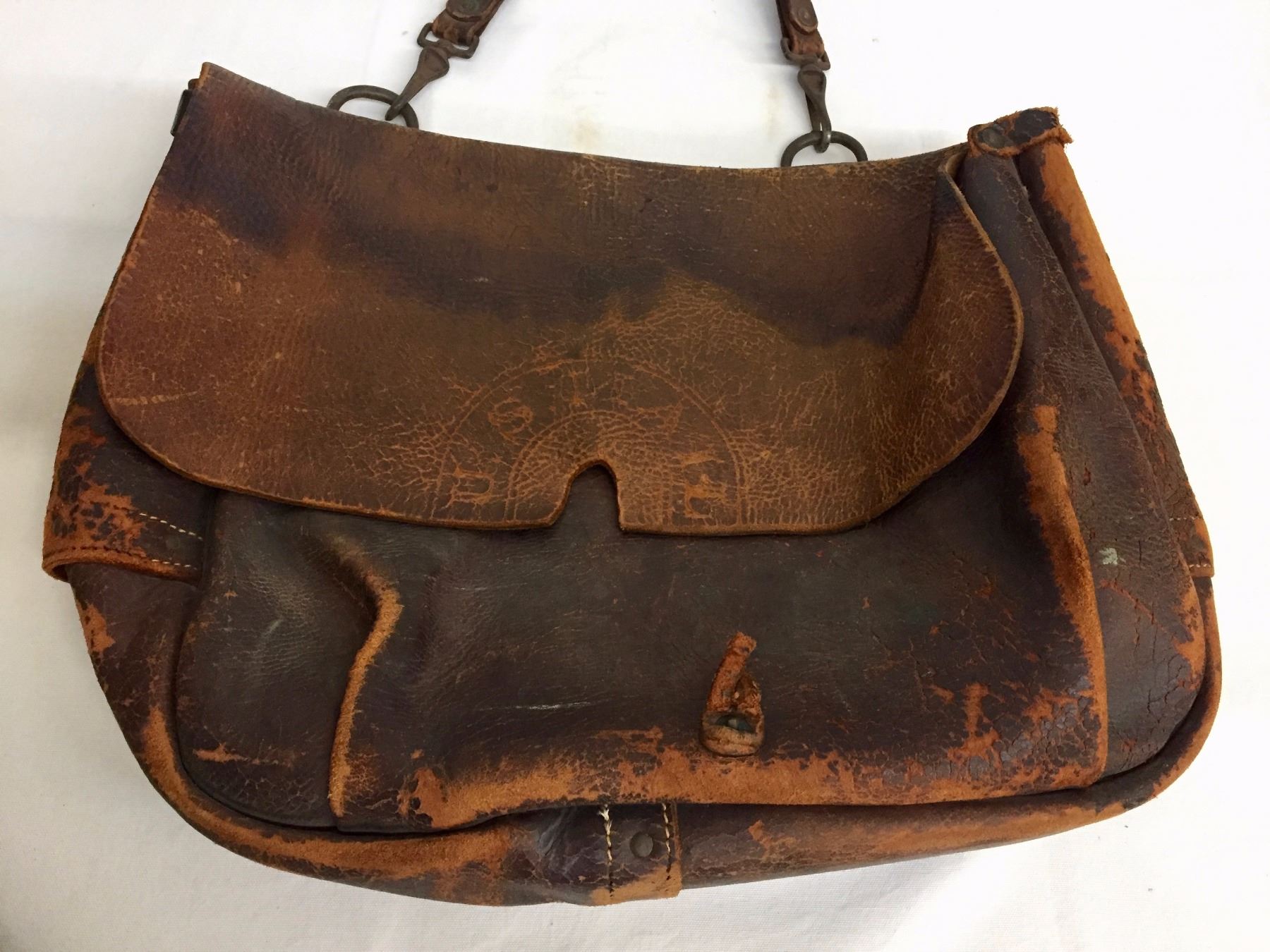 Old Post Shell Pouch Antique Leather US Mail Pouch