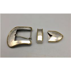 Navajo Sterling Silver Belt Buckle Set