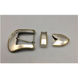 Navajo Sterling Silver Belt Buckle Set