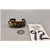 Image 8 : Vintage Turquoise and Coral Watch Cuff Bracelet