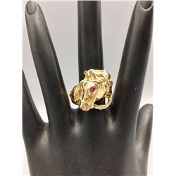 14k Gold Horse Head Ring