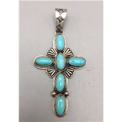 Sterling Silver and Turquoise Cross Pendant