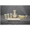 Image 1 : Selection of Belleek pottery, various patterns including black mark shamrock 4" bud vase, small corg