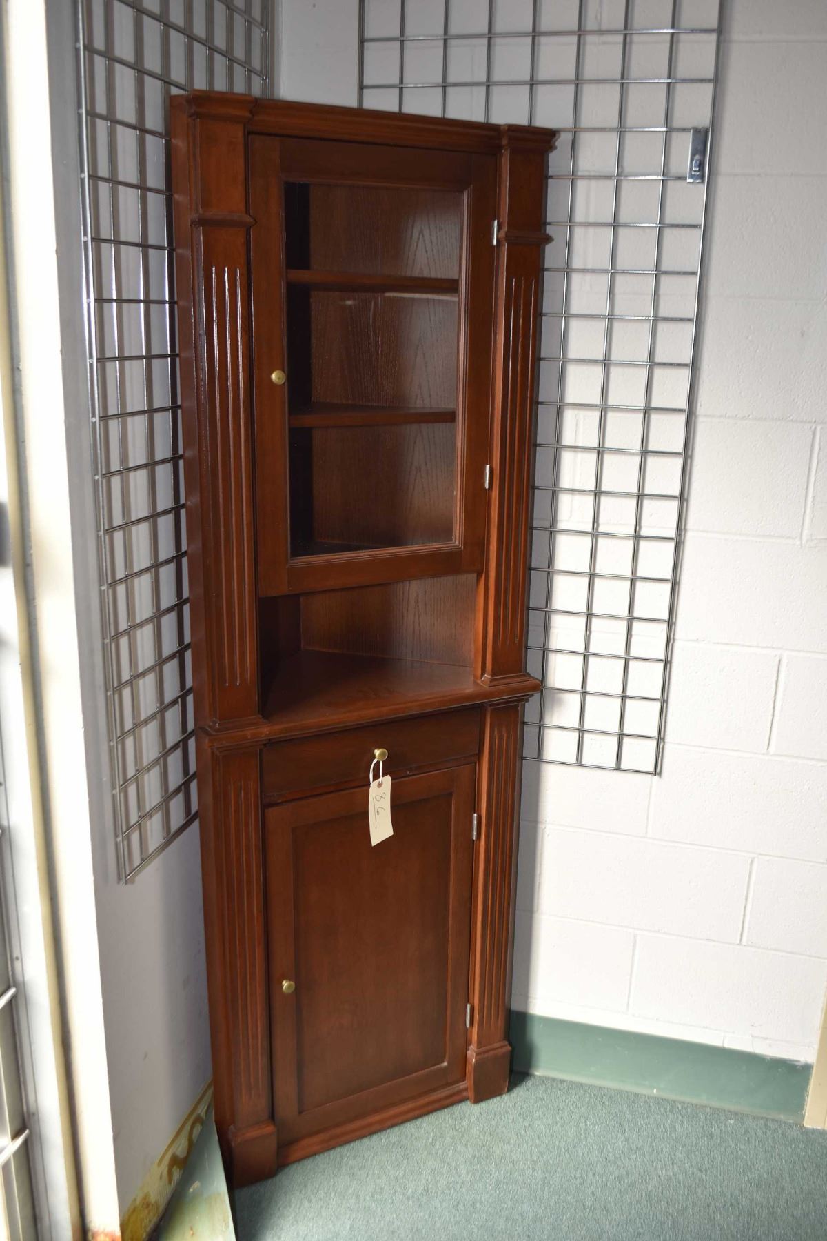 Modern Antique Style Corner Cabinet With Enclosed Lower Storage