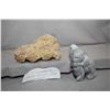 Image 1 : Piece of genuine coprolite 10" in length and a multi figured carved soapstone signed Chief Carver 20