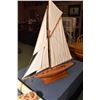 Image 2 : Two handmade wooden ships including a sailboat and a 32" ocean liner plus a three piece 6" X 9" Nati