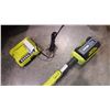 Image 2 : RYOBI CORDLESS ELECTRIC 40 VOLT TRIMMER WITH NEW BATTERY AND CHARGER TESTED