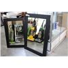 Image 1 : 2 LARGE BLACK FRAMED MIRRORS, ONE BEVELLED