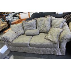 DECORATIVE ROLLED ARM SOFA AND LOVESEATWITH ACCENT PILLOWS