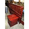 Image 1 : QUEENSIZE CHERRY FINISH BEDFRAME AND NIGHTSTAND