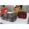 Image 2 : WOVEN BASKET, AND 2 PURSES