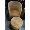 Image 1 : WICKER CHAIR AND STOOL