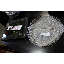 LOT OF DESIGNER AND CRYSTAL PLATTERS AND PLACEMATS