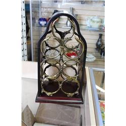 BOMBAY COMPANY BRASS AND WOOD WINE HOLDER