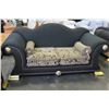 Image 2 : OVERSIZED ROLLED ARM SOFA, LOVESEAT, CHAIR AND OTTOMAN WITH GOLD ACCENTS