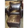 Image 1 : LEATHER ARMCHAIR AND OTTOMAN