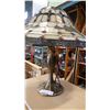 Image 3 : LEADED GLASS TABLE LAMP AS IS, DAMAGED SHADE