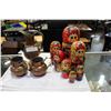 Image 1 : LARGE RUSSIAN NESTING DOLL SET AND THREE COPPER PITCHERS