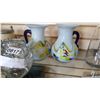 Image 2 : 2 ART GLASS JUGS AND OIL LAMPS