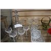 Image 2 : CRYSTAL DECANTER, CREAM AND SUGAR, AND STEMWEAR