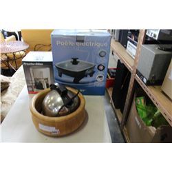 COFFEE MAKER, KETTLE WOOD BOWL, AND ELECTRIC TOAST MASTER