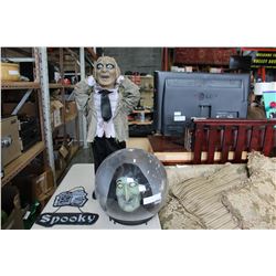 WITCH CRYSTAL BALL DECORATION AND HEADLESS MONSTER DECORATION