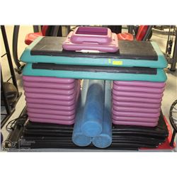 LARGE YOGA LOT INCLUDES MATTS AND STEPPERS