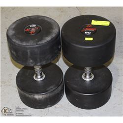 PAIR OF COMMERCIAL GRADE DUMBBELLS 80LBS