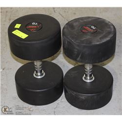 PAIR OF COMMERCIAL GRADE DUMBBELLS 70LBS