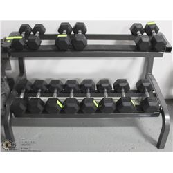 YORK DUMBELL STAND WITH CONTENTS