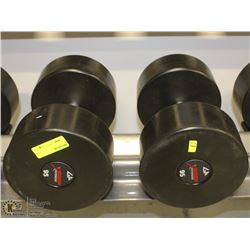 PAIR OF COMMERCIAL DUMBELLS 95LBS
