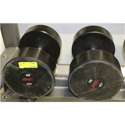 PAIR OF COMMERCIAL DUMBELLS 80LBS