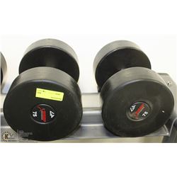 PAIR OF COMMERCIAL DUMBELLS 75LBS