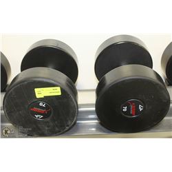PAIR OF COMMERCIAL DUMBELLS 70LBS