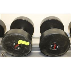 PAIR OF COMMERCIAL DUMBELLS 65LBS