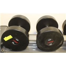 PAIR OF COMMERCIAL DUMBELLS 55LBS