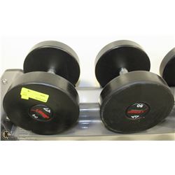PAIR OF COMMERCIAL DUMBELLS 50LBS