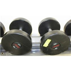 PAIR OF COMMERCIAL DUMBELLS 45LBS